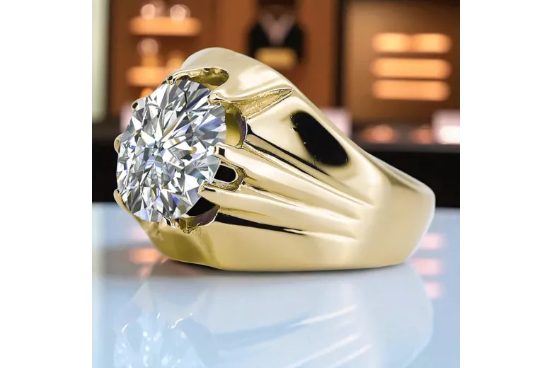 Кольцо Винтаж стиль Циркон 14-кв Желтое золото vrc016y